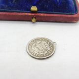 Victorian USA Sterling Silver One Dime Coin Charm or Pendant 1853 Antique