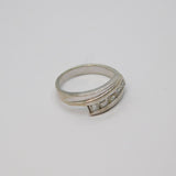 Sterling Silver Paste Set Crossover Design Band Ring Vintage c1970 Size O 1/2