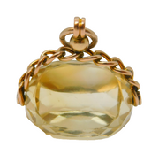 Edwardian 9ct Yellow Gold & Faceted Citrine Spinner Fob Pendant Antique