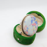 Sterling Silver Coloured Hardstone Statement Ring Vintage c1970 Size K 1/2 UK