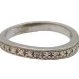 Sterling Silver Diamond Sweetheart Half Eternity Band Ring Vintage c1970 Size L