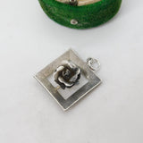 Sterling Silver Floral Drop Charm Pendant Vintage c1970