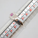 Sterling Silver 6 Pink Sapphire & White Sapphire Dress Ring Vintage c1970 Size P
