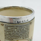 Edward VII Sterling Silver Mounted Stoneware Coronation Mug Antique 1901