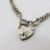 Sterling Silver Curb Link Heart Lock Bracelet Vintage c1970s