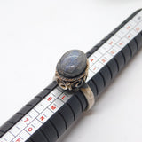 Sterling Silver Lapis Lazuli Cabochon Ring Vintage c1970 Size K UK