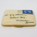 Art Deco Gold Plated Enamel Novelty Envelope Cigarette Case Antique c1940