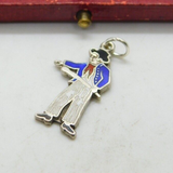 Sterling Silver & Enamel Napoleon Bonaparte Charm Pendant Vintage c1970