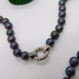 Sterling Silver Clasp & Simulated Tahitian Pearl Necklace Vintage c1990