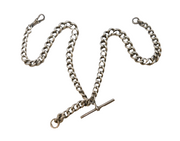 Edwardian Sterling Silver Graduating Albert Watch Chain Necklace Antique Chester