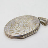 Sterling Silver Floral Pattern Locket Pendant Vintage c1970s