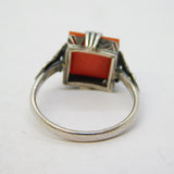 Art Deco .935 Grade Silver & Sardonyx Set Signet Ring Antique c1920s