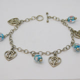 Sterling Silver Cable Link Murano Glass Charm Bracelet Vintage c1980