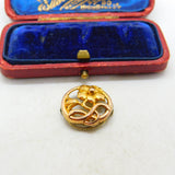 Art Nouveau Victorian Rolled Gold Floral Clip On Brooch Antique c1890