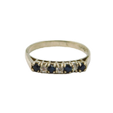 Sterling Silver 4 Sapphire & 3 Spinel Half Eternity Ring Vintage c1970 Size V