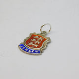 Sterling Silver Enamel Shield Jersey Souvenir Charm Pendant Vintage c1970