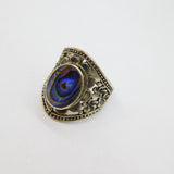 Sterling Silver Abalone Shell Flower Pattern Band Ring Vintage c1970 Size M 1/2