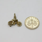 Sterling Silver Motorbike & Figure Charm Pendant Vintage c1970