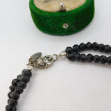 Sterling Silver Onyx Bead & Spinel Set Cross Bracelet Vintage c1980