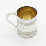 Victorian Sterling Silver Lined Pattern Christening Mug Antique 1843 London
