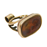 George III 9ct Rose Gold & Carnelian Intaglio Fob Seal Antique c1800
