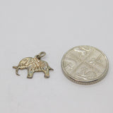 Sterling Silver Patterned Elephant Charm Pendant Vintage c1970