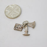 Sterling Silver Bible, Bells & Candle Charm Pendant Vintage c1970