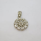 Sterling Silver White Topaz Flower Charm Pendant Contemporary c1990s