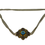 Austro-Hungarian Sterling Silver, Turquoise & Garnet Choker Necklace Antique