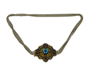 Austro-Hungarian Sterling Silver, Turquoise & Garnet Choker Necklace Antique