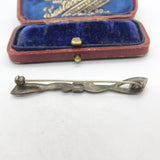 Sterling Silver Marcasite Set Bow or Ribbon Brooch Antique c1930 Art Deco