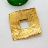 Studio Jewellery Gilded Sterling Silver Absract Square Brooch Vintage 2004