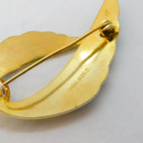 Scandinavian Sterling Silver Gilt Green Enamel Floral Spray Brooch Vintage