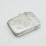 Victorian Sterling Silver Floral Pattern Vesta Case Antique 1897 Birmingham
