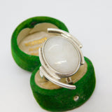 Mexican Sterling Silver & Milky Quartz Statement Ring Vintage c1980 Birmingham