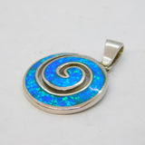 Sterling Silver Greek Opal Set Swirl Charm Pendant Vintage c1970s
