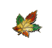 20th Century Canadian Sterling Silver & Enamel Maple Leaf Brooch Antique