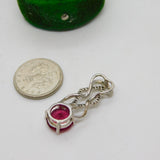 Sterling Silver Ruby Paste Drop Charm Pendant Vintage c1970