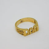 Gold On Sterling Silver "DAD" Patterned Signet Band Ring Vintage c1970 Size T