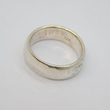 Sterling Silver Planished Wide Band Wedding Ring Modern c2000 Size P 1/2