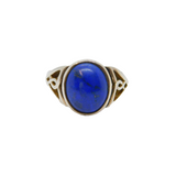 Sterling Silver Lapis Lazuli Celtic Pattern Dress Ring Vintage c1970 Size N 1/2