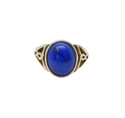 Sterling Silver Lapis Lazuli Celtic Pattern Dress Ring Vintage c1970 Size N 1/2