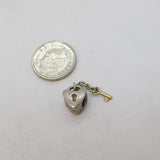 Sterling Silver Gold Key & Heart Lock Charm Pendant Vintage c1970s