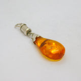 Sterling Silver Baltic Amber Peardrop Studio Style Pendant Vintage c1970
