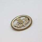 Scottish Sterling Silver Cutwork Thistle Symbol Brooch Pin Modern 1989 Edinburgh