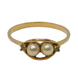 Sterling Silver Gilt Pearl & Paste Studio Style Ring Vintage c1970 Size N 1/2