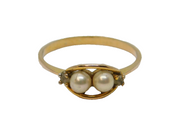 Sterling Silver Gilt Pearl & Paste Studio Style Ring Vintage c1970 Size N 1/2