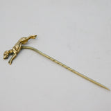 Victorian 9ct Gold Topped Running Greyhound Stick Pin Antique c1880