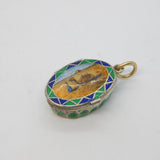 Egyptian Revival Enamel Moses in Basket Souvenir Charm Antique c1930s