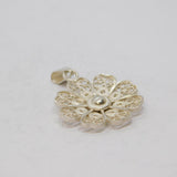 Sterling Silver Filigree Flower Charm Pendant Vintage c1970